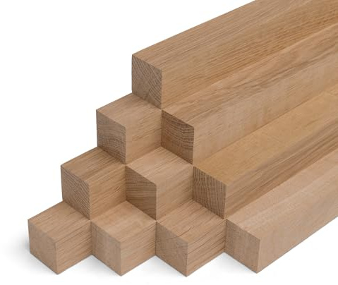 Woodsellers Set di 10 listelli in legno di rovere piallato 500 × 40 × 40 mm – listelli in legno massello naturale e pronto per l'incollaggio, per mobili, interni e fai da te