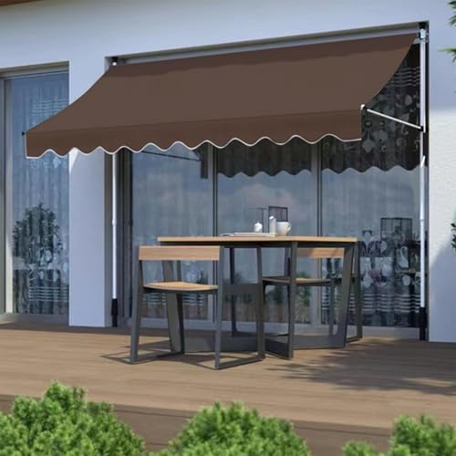 JHIAADEY Tenda Da Sole A Bracci Estensibili,Tenda Manuale Con Manovella,Tenda Da Sole A Morsetto,Regolabile In Altezza,Impermeabile,Resistente Al Sole,Adatto For Cortili(Brown,1.5M/4.9FT)