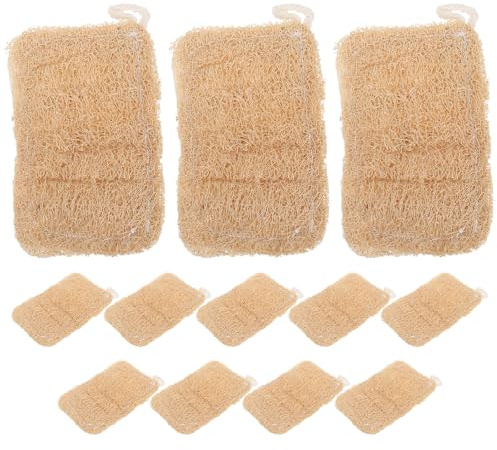 OATIPHO Pack de 12 Estropajos de Lufa Naturales para Fregar Platos Esponja para Fregar Platos, Almohadillas Exfoliantes de Lufa para Limpieza y Secado Rápido en Cocina