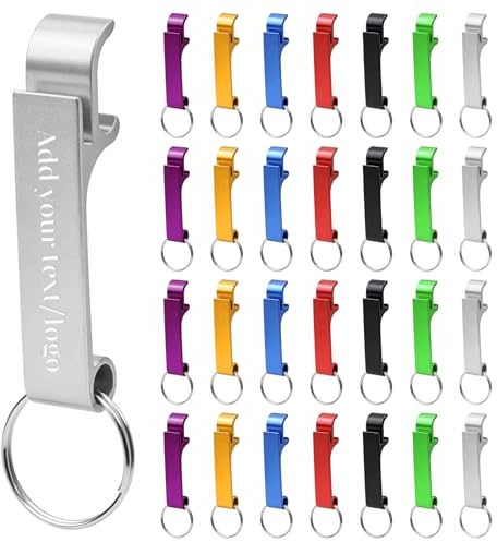 Lot de 42 porte-clés décapsuleurs pour gravure au laser, en aluminium, mini décapsuleur, pour bar, fête, camping et festivals (7 couleurs)