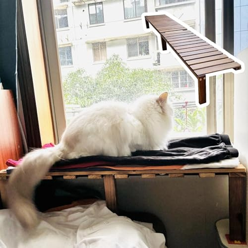 Mensola per Davanzale Prolunga per Davanzale Stretto per Cani e Gatti, Mensola Estensibile da Banco Senza Foratura per Interni ed Esterni(80x25cm(31x10in))