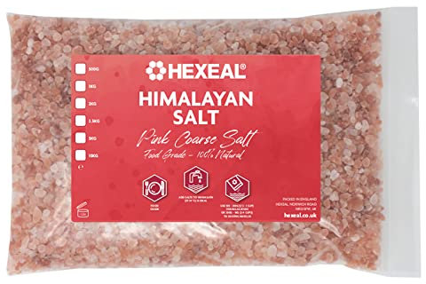 Hexeal Himalayan Pink Salt 2kg – 2kg Bag of Coarse, Food Grade Salt – Suitable for Seasoning & Cooking – 100% Natural Salts for Soothing Baths, Beauty & Cosmetics