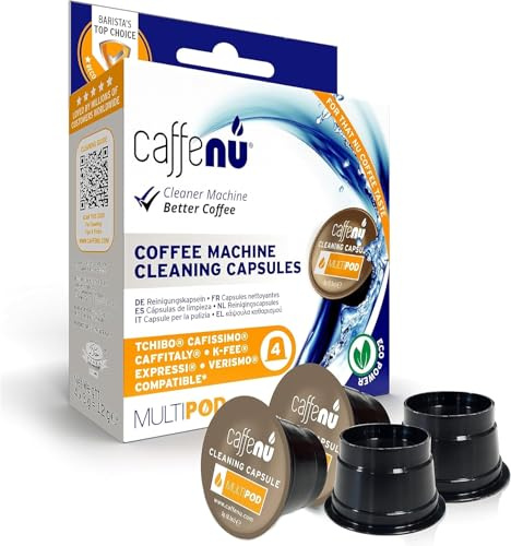 Caffenu Multipod Universal Reinigungskapseln Kaffeemaschinen x 4 | (4 Anwendungen) Kaffeemaschinenreiniger Kompatibel mit K-fee, Tchibo & Cafissimo - Entfernt Öle, Rückstände & Gerüche