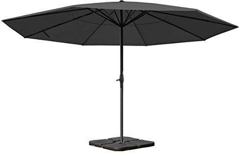 Mendler Sonnenschirm Meran Pro-AM, Gastronomie Marktschirm ohne Volant Ø 5m Polyester/Alu 28kg - anthrazit mit Ständer