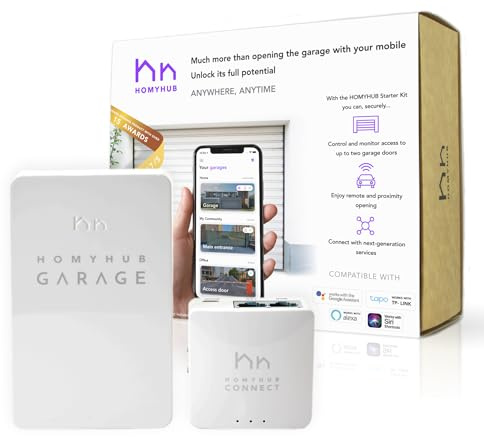 HOMYHUB Starter Kit | Mando a Distancia Garaje WiFi - Mucho más Que Abrir Puerta de Garaje con tu Móvil y Voz - Controla MAX 2 Puertas por Starter Kit