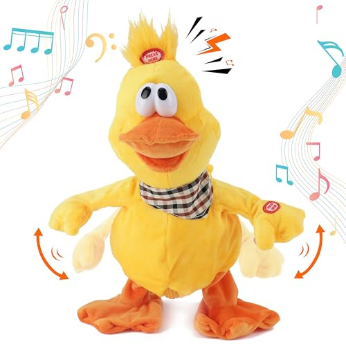 Cuteoy 13“ Quäkendes Ente Musikalisches Plüschtier Plüschtiere Gehen Singen Winken Ente Elektronisches Interaktives Plüschspielzeug für Kinder Jungen Mädchen Ostern Weihnachten Geschenke