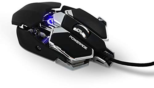 Powerade 480011 - Ratón Gaming óptico con Cable Alto Rendimiento para Juegos, 4000 dpi, 9 Botones mecánicos programables, PC/Mac, Cable 1,5 Metros, Funda Nylon, Peso reducido