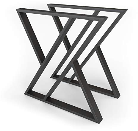sossai® Designer Tischkufen aus Stahl | Tischbeine Tischgestell | TKG4 | Farbe: Schwarz | 2 Stück | Breite 70 cm x Höhe 72 cm | Profil: 60 x 20 mm