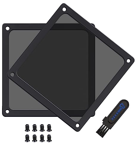 BRIEFCEC Filtre Ventilateur PC Grille Ventilation Filtre anti Poussière PC, 140mm Magnétique PVC Cadre pour PC Grille Ventilateur/Alimentations/Modems/Routeurs(NYLON, 140 * 140mm, 2Pièces, Noir)
