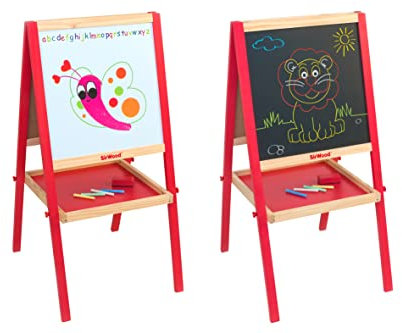 Globo Giocattoli - Lavagna in Legno 89 cm, Double Face con gessetti e cancellino inclusi - Sirwood 40416