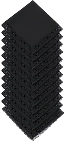 HOULIFE Schwarze Stofftaschentücher - Beerdigung Spitzentaschentuch Für Damen, Kleine Damen Taschentücher, 100% 60S Taschentücher aus Baumwolle, Stickerei Taschentuch, 12 Stücke, 25x25cm