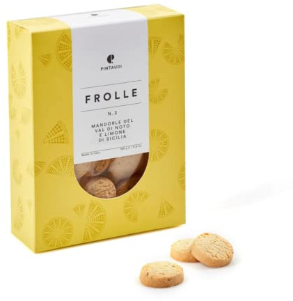 Pintaudi | Frolle Mandorle & Limone | Biscotti alle Mandorle di Sicilia | Frollini in Sacchetto al Limone - 160 Gr | Frolle Gusto Fresco e Mediterraneo