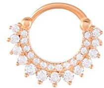 Aotiwe 1 Stück Septum Ring Geschlossen, Septum Piercing Stab Blume Zirkonia Roségold Weiß Sterling Silber 1mm