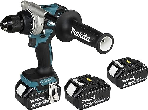 Makita DDF486RT3J Akku-Bohrschrauber 18V / 5,0 Ah, 3 Akkus + Ladegerät im MAKPAC Petrol/Schwarz