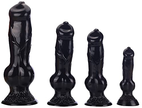Kuaecr Wolf Hund Penis Dildos S/M/L/XL Realistischer Analdildo Tierisches 4 Größen Penis Dildo Butt Plug Analplug Tier Dildo G-Spot Prostata Massage Sexspielzeug für Frauen Paare (Schwarz S)
