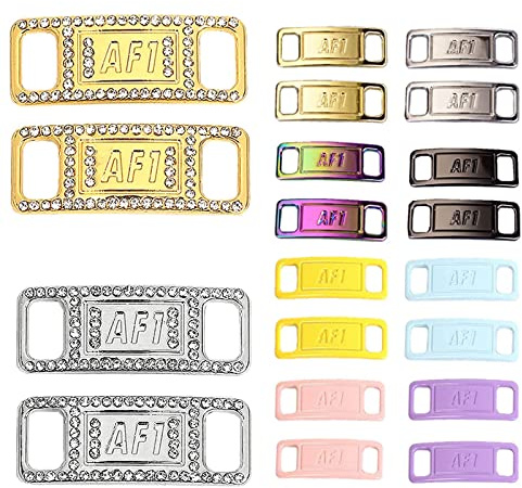 HENGBIRD Lot de 10 Paires de boucles à Lacets élastiques Af1 en Métal de haute Qualité, Chaussures Shoelace Boucle Accessoires de Sport, Lacets blancs, argenté, Medium