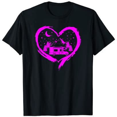 Femme et Homme Cœur Camping Voyage Camping-car T-Shirt