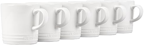 Le Creuset Stoneware Set of 6 London Mugs, 12 oz. Each, White