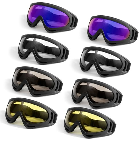Ukontagood 8 Pack Motorcycle Goggles Dirt Bike Goggle, ATV Dustproof Racing Goggles Snowboard Goggles Ski Goggles for Adult Men Women Youth