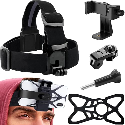 SUQ - Support de téléphone Portable Multifonctions, Harnais de Poitrine, Sangle de tête pour Le Tournage de vidéos, Support de téléphone Portable Ajustable, Fixation de téléphone (Bandeau)