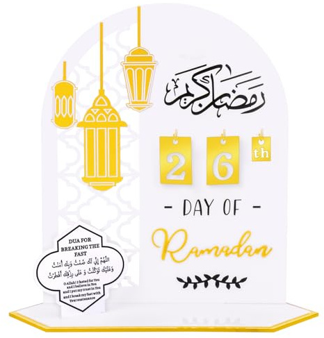 SelfTek Ramadan Adventskalender, Ramadan Kalender mit Dua, 30 Tage Til Eid Acryl Countdown Kalender Mubarak Geschenke Dekorationen für Zuhause 2025
