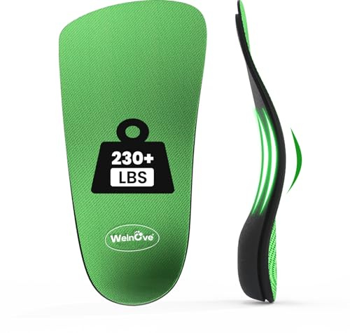 Welnove - Insertos ortopédicos para zapatos con soporte de arco de 3/4 de longitud para aliviar el dolor de arco para fascitis plantar, sobrepronación, pies planos y dolor de arco, insertos de cojín
