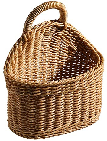FASSME Wandkörbe - Jute über der Türbehänge Korb, handgefertigter gewebter Wandhalterungs-Organizer, Boho-Wandkorb- für Pflanzen Schlüssel-Sonnenbrille-Geldbörse an der Tür