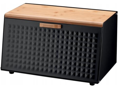 MIKONI Brotkasten Brotkorb HIBISCO Brotbox Rollbrotkasten Retro Brotbox Brotbehälter in 2 Farben (Schwarz)