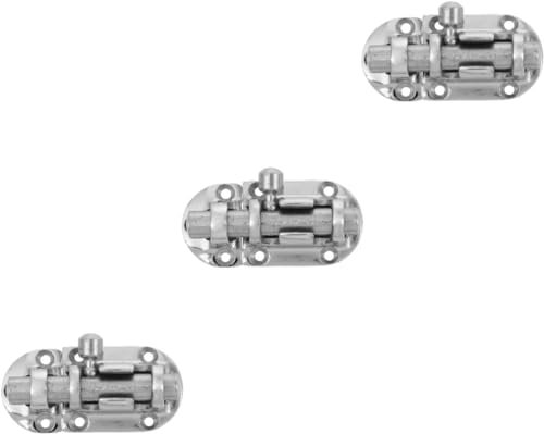 Kleines Riegelschloss, Schiebetürschloss, Stecker, Edelstahl-Türsicherheit, Schieberiegel, Türriegel, Boot-Schiebeschlösser, Heimsicherheit, Schiebetürriegel, Türriegel aus Legierung(Color:Silverx3pcs
