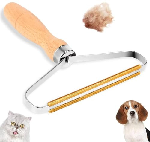 Carpet Lint Remover, Double-Sided Carpet Scraper, Wooden Manual Pet Hair Scraper for Sweater Woven Coat, Carpet, Knitted, Perfect for Homes, Cars & Workspaces
