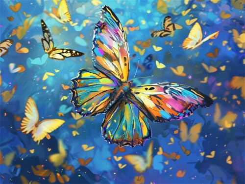 Schmetterling Malen Nach Zahlen Erwachsene, Blume Malen Nach Zahlen Kinder Klein 20x30cm, DIY Set Erwachsene Handgemalt Leinwand Ölgemälde, Acrylfarben mit 3 Set Pinseln, Zimmer Deko Aesthetic -Y722