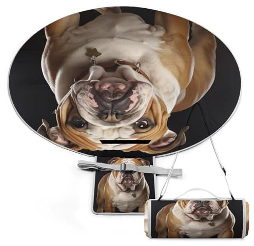 LFDSYEOQ Große Picknickdecke für draußen, englische Bulldogge, faltbare Picknickmatte für Strandmatte oder Familie, Outdoor, Camping, Party