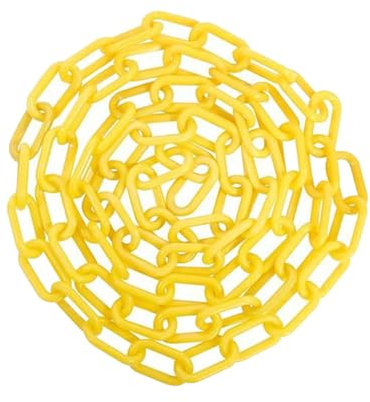 zwxqe Vorsicht Sicherheitskettenglied | Absperrkette gelb | wetterfeste Sicherheitskette, Menschenmengenkontrolle, Gartenzaunkette, gelbe Kettenglieder, Sicherheitskettenglied, 1 m Sicherheitskette