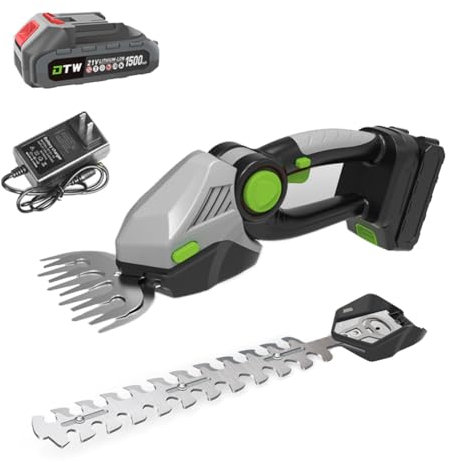 Cortasetos eléctrico inalámbrico, cortasetos portátil de doble propósito con batería de 1500 mah y cargador incluido, cortasetos pequeño ajustable de 60 °, para poda de arbustos y césped green A