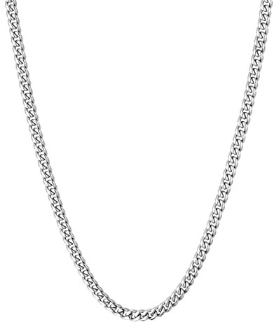 Tolldek Kette Mann Edelstahl 50cm, Panzerkette Herren Silber Freundschaftsketten Jungen Breit 2.4MM, Kette Edelstahl Ohne Anhänger Hip Hop