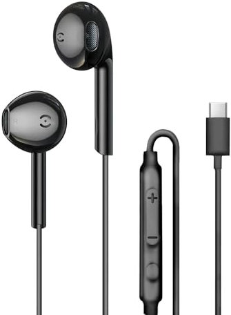 MAS CARNEY Cuffie USB C TH9, Auricolari con filo usbc con mic, Auricolari tipo c compatibili con iPhone 15 16 17 iPad, Samsung Galaxy S25 S24 A53, Pixel, Xiaomi, Huawei Honor, Oppo, Vivo