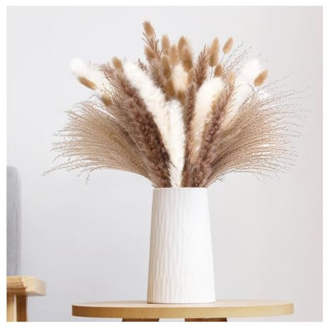 Bieiyhe 67 pcs Deko Trockenblumen Set, Pampasgras Trockenblumen zum Basteln, Natürliche Getrocknete Blumen Tischdeko, Dry Flowers Decoration, Trockenstrauß Boho, Trockenpflanzen für DIY Deko Handwerk