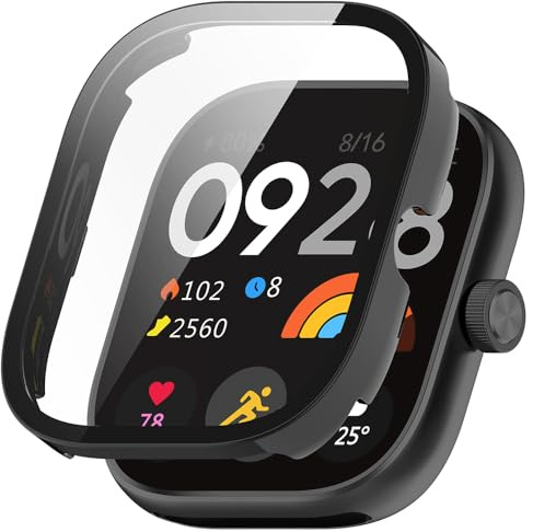 Funda para Xiaomi Redmi Watch 4, Duro PC Case con Vidrio Protectora de Pantalla, Anti-arañazos, Anti-polvo, Cover Carcasa para Xiaomi Redmi Watch 4