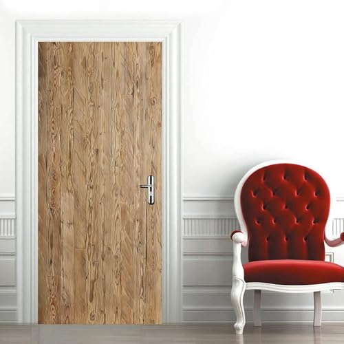Tizhweqo Türtapete Selbstklebend 95x215 Tür Mit Holzmaserung Türfolie Türposter Aus Holz Fototapete Türklebefolie Wandbild Türaufkleber Wandtapete 3D Effekt für Wohnzimmer Schlafzimmer Küche b818