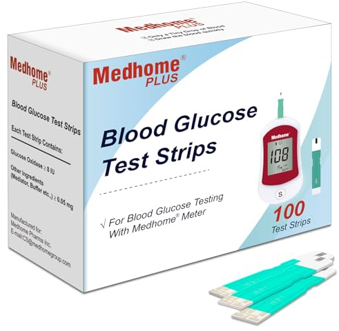 Medhome Blood Glucose Test Strips, for use with Medhome Diabetes Glucose Testing Meter,100 Count