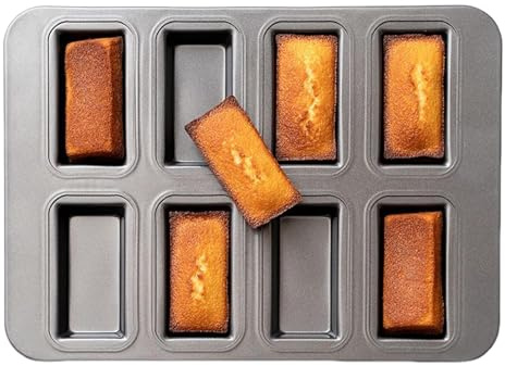 Financier Form, rechteckige Muffinform, kleine Kastenformen, solides Material, mühelos zu reinigen, 25,5 x 20 x 4 cm, für Muffins, Brownies, Cupcakes, Käsekuchen
