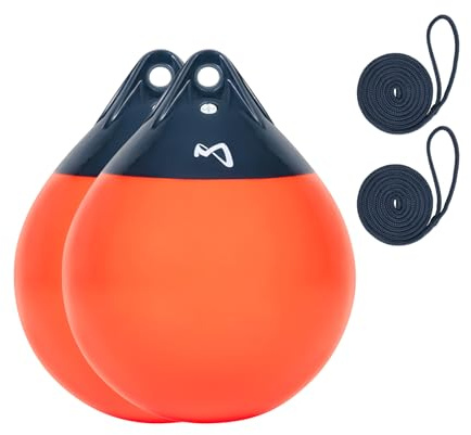 Mesle Kugelfender Globe 2er Set, ø 30 cm orange, Fender Boje, Bootsfender rund aufblasbar, Ankerboje, Fender Boot Schiff Yacht, Markierungsboje