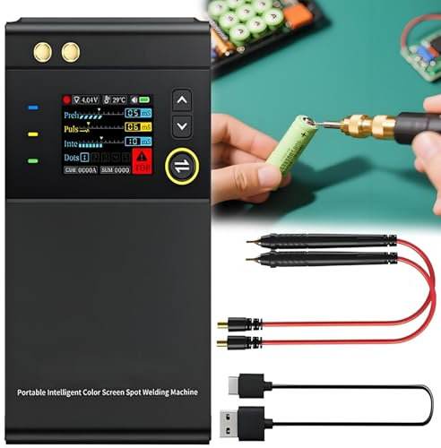smafoseedding Saldatrice A Punti Compatta da 5000 mAh,Tecnologia A Doppio Impulso E 4 velocità Regolabili | Saldatura di Precisione da 0,1 A 0,25 Mm per Pacchi Batteria E Strisce di Ferro/Acciaio
