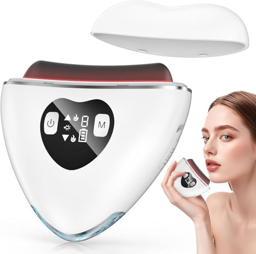 Gua Sha Elektrisch,KIMTAR EMS Gua Sha Gesichtsmassagegerät, Gesicht Schönheit Gerät mit Wärme & Vibration für Anti-Aging, Facelift, Falten-und Schwellungsreduzierung
