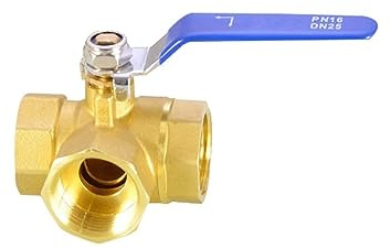 YIHANWUU 3-Way Ball Valve, Bsp Female Brass Full Port 3 Way Ball Valve Connector Adapter, for Water Oil Air Gas/Ltype/3/8In