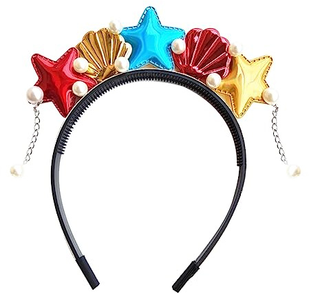 PACKOVE Haarband mit Muschelmuster Kinder Leicht Formstabil Stirnband Ozeanmotiv Meerjungfrau Seestern Haaraccessoire Mädchen Party Karneval Kostüm