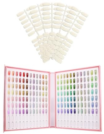 Nagelfarbdiagramm – Gel-Nagellack-Präsentationsbuch, 216 Farben, Diagramme, professionelle Salon-Nägel, Farbmuster, Übungskarte, Designbrett für Mädchen, Frauen, Stylingstationen
