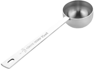 1 cucharilla de café de acero inoxidable con mango largo, dosificador con escala, cuchara para leche en polvo, accesorio para hornear café molido, té, caldo de leche en polvo, plata, 15 ml