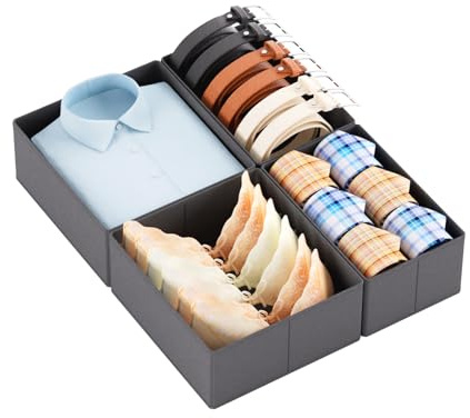 Yucch Organizador Cajones Juego de 4 – Compatible con armario IKEA PAX 50x58 cm, cajas organizadoras plegables con fondo reforzado para ropa interior, calcetines y camisetas (gris)