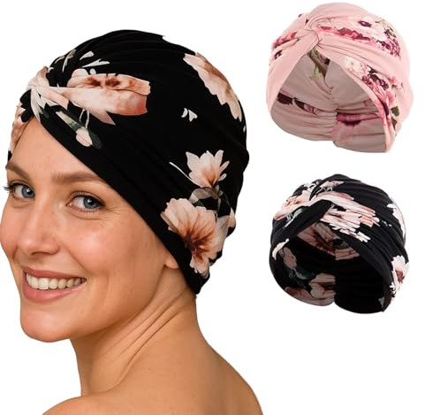 ZexJpr 2 Stück Kopfbedeckung Chemo, Turban Damen, Weiche Turbans Für Damen, Chemotherapie Krebs Hut, Kälteschutz Und Windschutz, Bequeme Kopfbedeckung Für Täglichen Gebrauch Und Schlaf